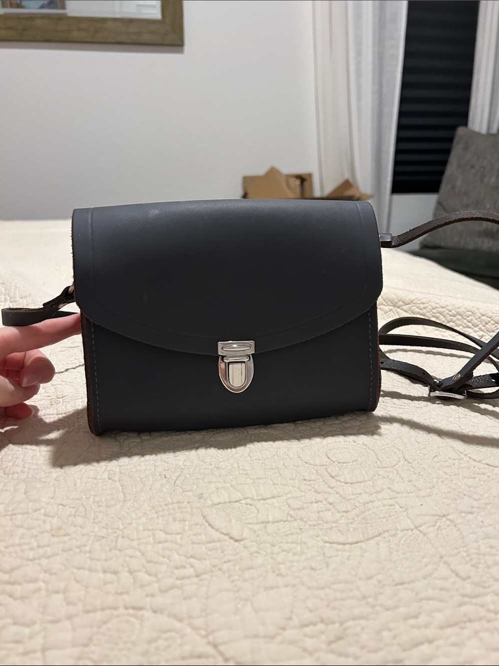 Cambridge Satchel Co. Grey Leather Crossbody Bag